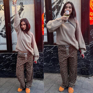 Hand Over Ex Boyfriend Leopard Boxer Style Relaxed Straight Pants Size S